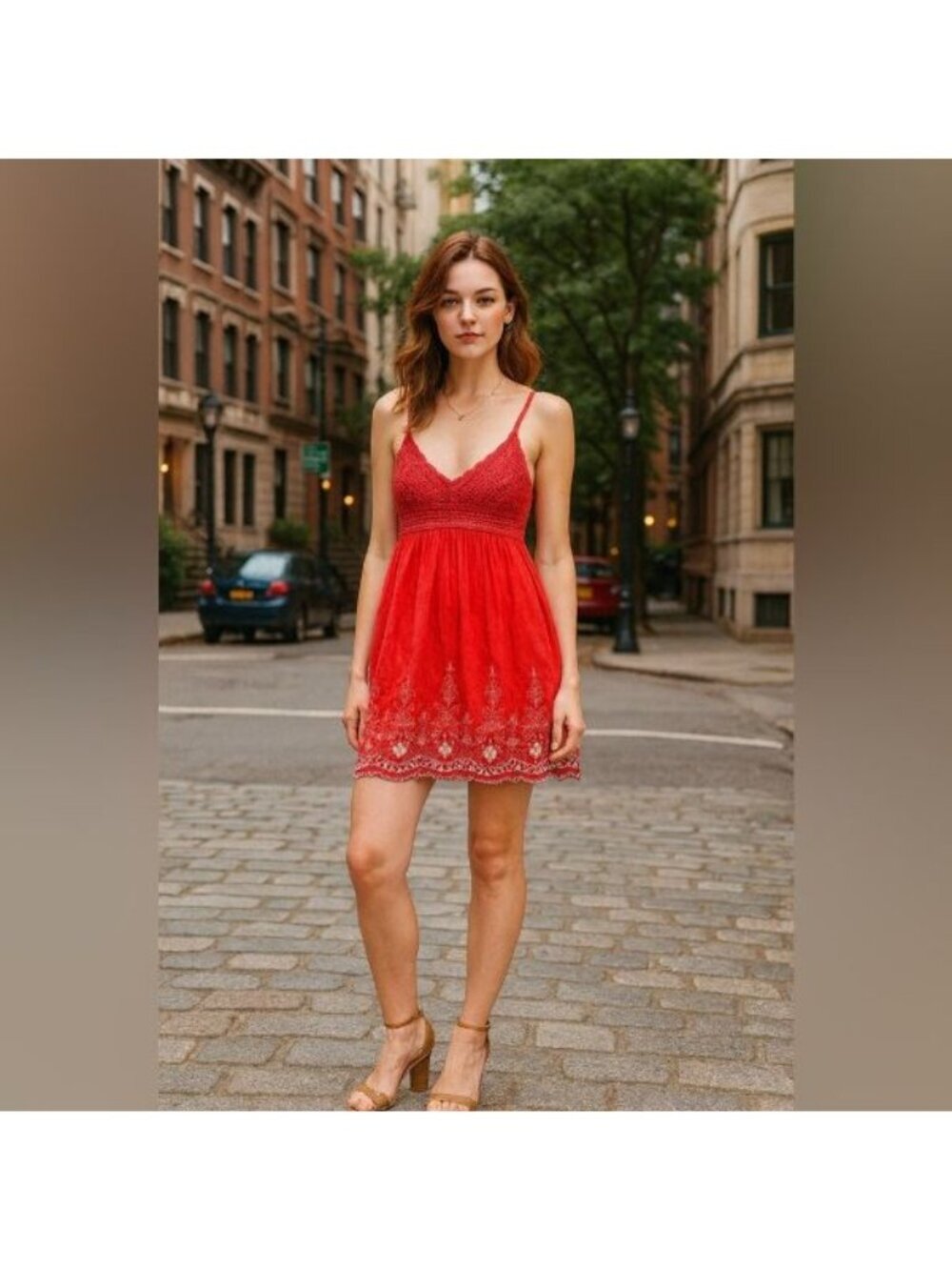 Ultra Pink Vibrant Red Crochet Dress SZ L